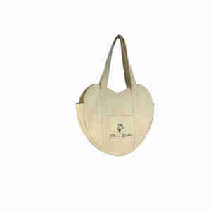 Moms Bella Cartoon Heart Shape <b>Canvas</b> <b>Shopping</b> <b>Bag</b> with Zipper Closure Medium Size Shoulder Handle for Daily Use - Product Image 1
