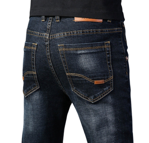 Men's Custom Logo Ripped High <b>Waist</b> Garment Dyed Multi-Pocket Slim Fit Straight Cotton <b>Jeans</b> Plus Size Available - Product Image 5