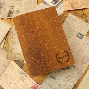 Embossed Flower <b>Leather</b> JournaDeckle Edge Paper - Product Image 4