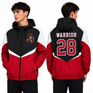 Chaqueta Cortavientos Personalizada para Hombre con Logotipo de Tiburones Bordado, Nombre y Número en la Espalda, con Capucha, Ropa Deportiva para Equipos, Venta al Por Mayor, Artículos para Clubes - Product Image 2