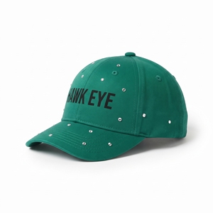 Gorra de Béisbol Verde Ojo de Halcón con Decoración de Diamantes de Imitación, 6 Paneles, Ajustable, Unisex, Estilo Casual - Product Image 1