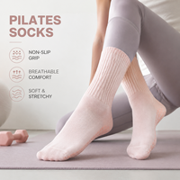Chaussettes de Pilates personnalisées à bout ouvert, antidérapantes pour le yoga, en mélange de coton doux, respirantes, pour femmes, entraînement de Pilates, fitness, exercice