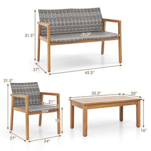 Set di Mobili da Giardino 4 Pezzi con Divanetto, Poltrona Singola e Tavolino da Caffè - Product Image 6