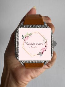 Montre personnalisée en moissanite pour homme, cadran arabe, plaqué argent, bracelet en cuir semi-serti, cadran arc-en-ciel - Product Image 4