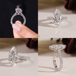 Anillo de Compromiso o Boda de Alta Gama con Diamante Cultivado en Laboratorio con Corte Marquise, Oro Sólido de 14K, 5.00 Quilates, Certificado IGI, Color F, Claridad VVS2 - Product Image 5