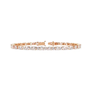 Bracelet tennis à lignes alternées en diamant de laboratoire taille ovale, or massif 18 carats, bijoux fins pour femme, fermoir accent East West - Product Image 3