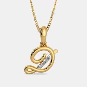 Designer gold diamond D pendant for women fine jewelry for wedding anniversary gift with modern style and elegant shine - Product Image 3