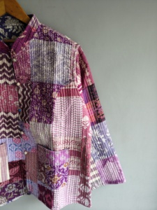 Quilted <b>Patchwork</b> <b>Jacket</b> Women's Mandarin Collar Full Sleeve Cotton Autumn Style Regular Length Patch Designs gift for her - Product Image 3