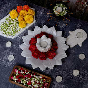 ชามหินอ่อนตกแต่ง ชามดอกไม้ ชามหินอ่อนแกะสลักด้วยมือ ชามดอกบัว ชามผลไม้ ชาม ชามตกแต่ง ของขวัญ ของขวัญวันเกิด - Product Image 1