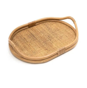 Natural Rattan Serving Storage <b>Tray</b> For Coffee Snacks <b>Breakfast</b> Trending Cane Farmhouse Serving <b>Tray</b> For Kitchenware & Tableware - Product Image 4