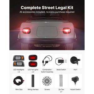 Kit Luci LED 12V Omologato per Circolazione Stradale per Golf Cart: Fari, Luci Posteriori, Indicatori di Direzione, Luci di Emergenza e Cablaggio - Product Image 6