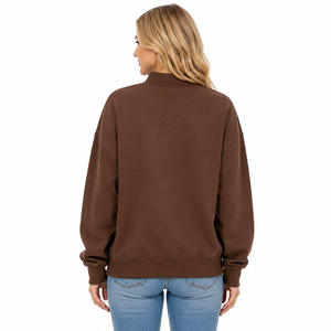 Sudadera de cuello alto personalizada con estampado de invierno y bordado de letras a cuadros, corte holgado y extragrande - Product Image 3