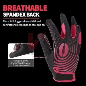 Custom Sublimation American Football Gloves <b>Sticky</b> Silicone Palm Professional Receiver Gear Full Print Design Factory Direct - Product Image 4