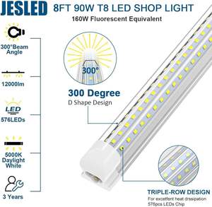 Светодиодная лампа с прозрачной крышкой в форме D, 1 фут ~ <span class=keywords><strong>8</strong></span> футов 72 Вт T8 Светодиодная лампа для магазина с вилкой ETL CE сертификат для супермаркета - Product Image 4