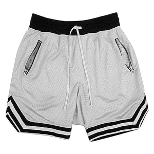 Pantalones Cortos de Baloncesto Unisex de Malla con Bolsillos con Cremallera, Cintura con Cordón, Ropa Deportiva Transpirable de Verano, Corte Regular para Adultos - Product Image 1