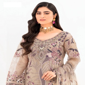 ชุดเดรสสไตล์ปากีสถานและอินเดียชุดเดรสสำหรับผู้หญิงผ้าออร์แกนซ่าปัก3ชิ้นสำหรับงานแต่งงานชุดส่าหรีชุดปาร์ตี้ - Product Image 4