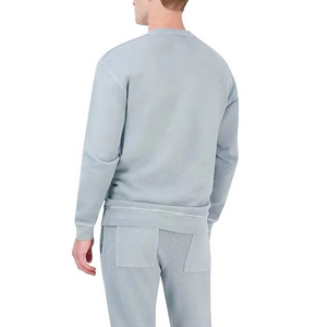 Ensemble de survêtement imprimé personnalisé avec patchs, comprenant un sweat à capuche zippé vintage et un pantalon de jogging, effet délavé à l'acide, pour homme - Product Image 3