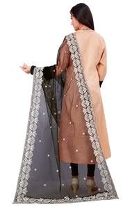 Hermosa Dupatta de Tela Negra con Diseño Indio-Pakistaní, Bordado Elegante, para Bodas, Casual, Tradicional, Ropa Femenina - Product Image 2