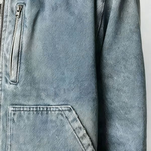 Luxe New Fashion Vintage Custom <b>Jackets</b> Acid Washed 100% Cotton with <b>Zip</b> <b>up</b> Turn-Down Collar Denim <b>Jacket</b> for Men - Product Image 3