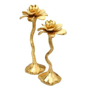 Luxury Polished Gold <b>Brass</b> <b>Candlestick</b> <b>Holder</b> Set 3-Piece Sleek Taper Candle Stand for Living Room Hotel Dining Decoration - Product Image 3
