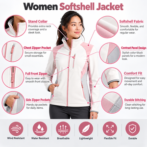 <b>Women</b> Softshell <b>Jacket</b> With <b>Lightweight</b> Fabric Comfortable Fit And Practical Construction Designed For Outdoor And Everyday Wear - Product Image 6