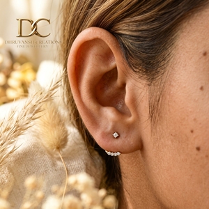 Pendientes Colgantes Curvos Minimalistas de Oro Amarillo Sólido de 14 Quilates con Diamantes Cultivados en Laboratorio, Certificados por IGI, Joyería Fina para Mujer - Product Image 4