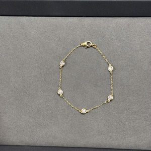 Bracelet délicat en or jaune 14 carats avec diamant de laboratoire de 1,25 carat, bracelet à stations de diamants, 7 pouces, empilable, bijoux fins - Product Image 1