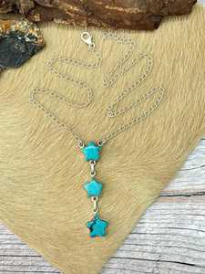 Handmade Blue Turquoise Star <b>Necklace</b> Sterling Silver Celestial <b>Boho</b> Southwestern Jewelry Gift for Her - Product Image 5