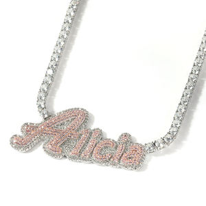 Custom <b>Name</b> Pendant Necklace 925 Sterling Silver Moissanite Letters Pendant Tennis <b>Chain</b> Necklace jewelry - Product Image 5