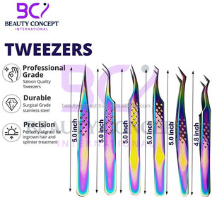 Pinzas Multifuncionales de Acero Inoxidable con Efecto Arcoíris, Serie Experta, para Extensión de Pestañas - Product Image 4