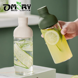 Botella de Agua de Vidrio OMOIRY de 20.5 cm con Tapa de Empuje y Tirón, Diseño Minimalista Transparente para Viajes, Unisex - Product Image 3