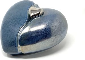 Urne commémorative en forme de cœur bleu avec mini cœur pour cendres, Cœur pour cendres funéraires en métal laiton/aluminium - Product Image 4