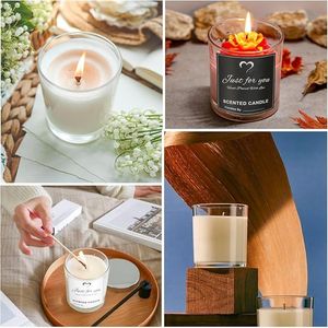 CONNOO Lot de 8 pots à bougies en verre transparent avec couvercles en bambou pour la fabrication de bougies DIY, élégants supports et lanternes en verre - Product Image 2