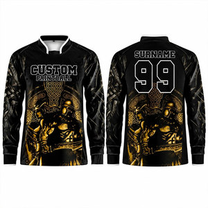 Camiseta de Paintball Personalizada de Manga Larga para Hombre, Negra y Dorada, Diseño Guerrero Celta, Uniforme Deportivo Sublimado para Equipo - Product Image 1