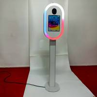 Machine photobooth portable en métal pour iPad avec éclairage annulaire pour mariage, capacité de 15 personnes, impression en libre-service pour événements de mariage