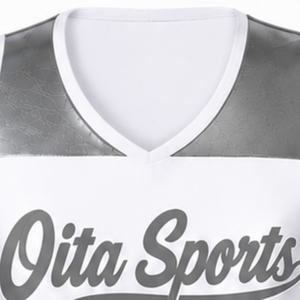 Maillot de cheerleading sans manches sublimé blanc et gris, tenue de sport athlétique pour l'entraînement, la performance et la compétition - Product Image 5