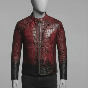 Fashion <b>Leather</b> Outerwear With Custom Textured Design And Stylish Cut For Casual Everyday Outfits Embossed <b>Leather</b> <b>Jacket</b> - Product Image 4