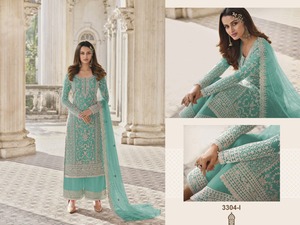Salwar Kameez con Red de Mariposas Bordada y Adornada, Estilo Moderno para Bodas y Diwali - Product Image 6
