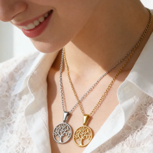 Collar con colgante geométrico elegante para mujer en acero inoxidable 304 con cadena de eslabones en O chapada en oro real de 18 quilates - Product Image 2