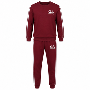 Womens Burgundy Solid Printed Front Tracksuit Set Custom <b>Gym</b> Activewear Sportswear Jogger <b>Sweatshirt</b> Polyester/Cotton Jersey - Product Image 5