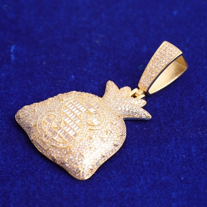 Collar con Colgante de Bolsa de Dinero con Diamantes Cultivados en Laboratorio, Corte Baguette, Estilo Hip Hop, para Hombre - Product Image 3