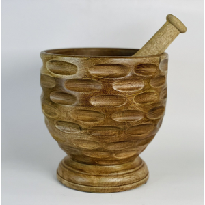 Mortero y Pilón de Madera Maciza Hechos a Mano, Ecológicos y Naturales, para Hierbas y Especias, Molinillo Manual de Cocina, Serie 161 - Product Image 6