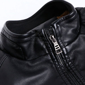 Custom Made Design <b>Black</b> Color Breathable Men Winter <b>Jacket</b> Streetwear Stand High Quality Leather <b>Jacket</b> Hot Sale Reasonable - Product Image 3