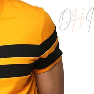 Camiseta Extra Grande para Hombre, Cuello Redondo, Color Amarillo Mostaza, Tie-Dye, Transpirable, con Rayas Horizontales Negras en el Pecho, 100% Algodón - Product Image 5