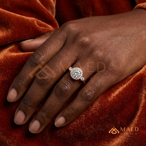 Gold Plated Round Cut Halo Engagement <b>Ring</b> Women Three Stone Side American Diamond <b>CZ</b> Wedding <b>Ring</b> Fine Jewelry - Product Image 4
