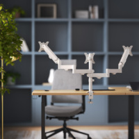 Soporte de Escritorio AUKI con Rotación de 360° para Tres Monitores, de Aleación de Acero, Altura Ajustable con Resorte de Gas, para Pantallas de 13-32 Pulgadas