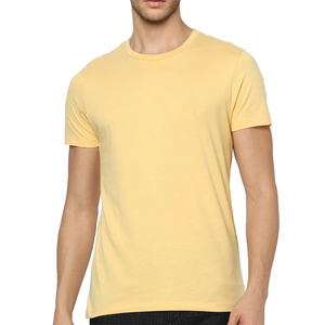 เสื้อยืดคอกลมแขนสั้นผู้ชาย ผ้าถัก สีพื้น ทรงปกติ สีเบจ ขายส่ง - Product Image 2