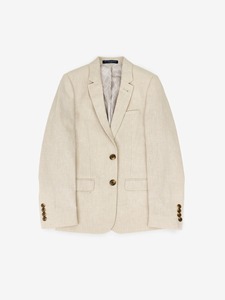 Costume 3 pièces beige pour homme style britannique, blazer, gilet et pantalon à col cranté, fermeture boutonnée, en mélange de laine infroissable - Product Image 2