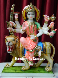 Pure Makrana Marble Durga Maa Statue - Product Image 6