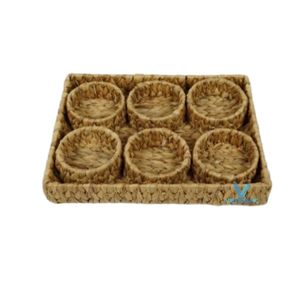 Plateau de service décoratif en jacinthe d'eau rayée, fait main, écologique, pour ustensiles de cuisine, idéal pour hôtels, restaurants et maisons – Nouvelle tendance - Product Image 1